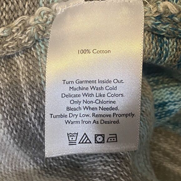 Eddie Bauer Women’s XL Blue Gray Striped Cotton Knit Sweater Pullover - Picture 4 of 10